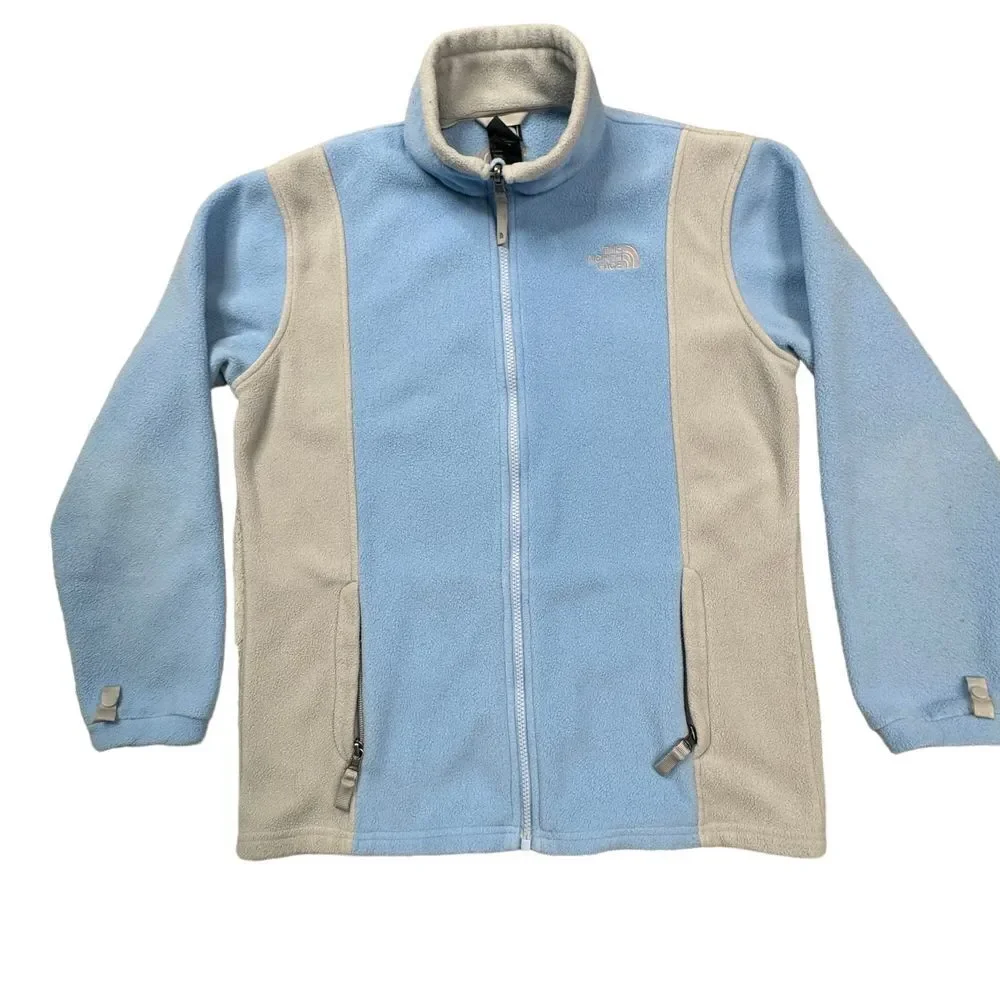 The North Face Full Zip Fleece Girls Size XL Blue and Grey